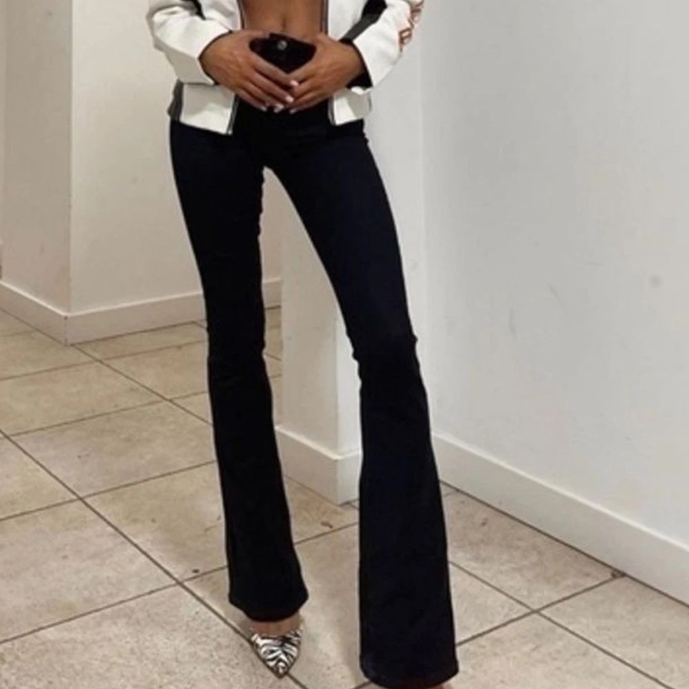 Zara Black High-Rise Flared Jeans